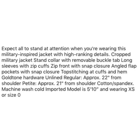 EUC White House Black Market Zip Front Military Jacket 10 - Picture 13 of 13